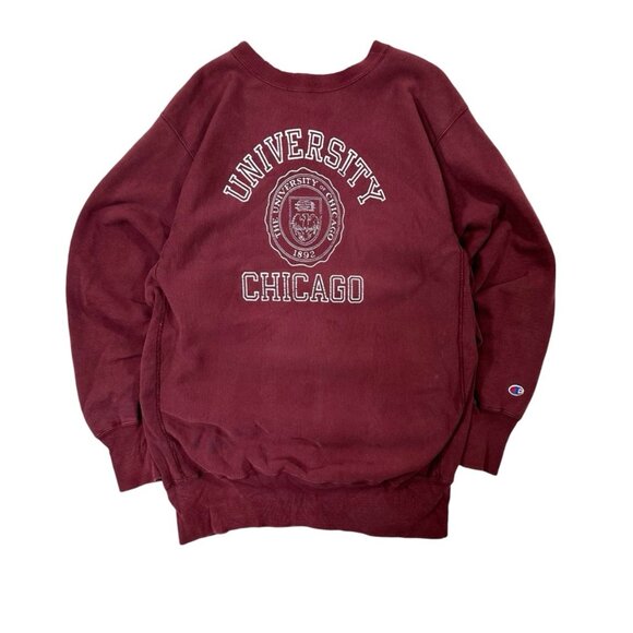 Vintage 90s Made in USA Champion Reverse Weave University of Chicago Graphic Red - Picture 1 of 4